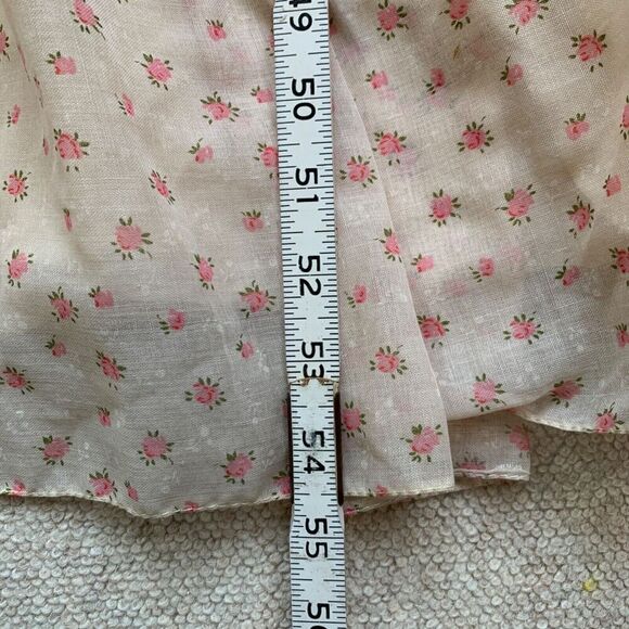 Vtg Floral Maxi Dress Ivory XS Long Sleeve Tiered Prairie Peasant Cottage 70s - Picture 11 of 16